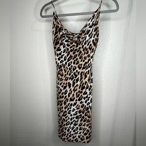 Alice and Olivia Bardot Leopard Print Slip Dress silky dress in XS